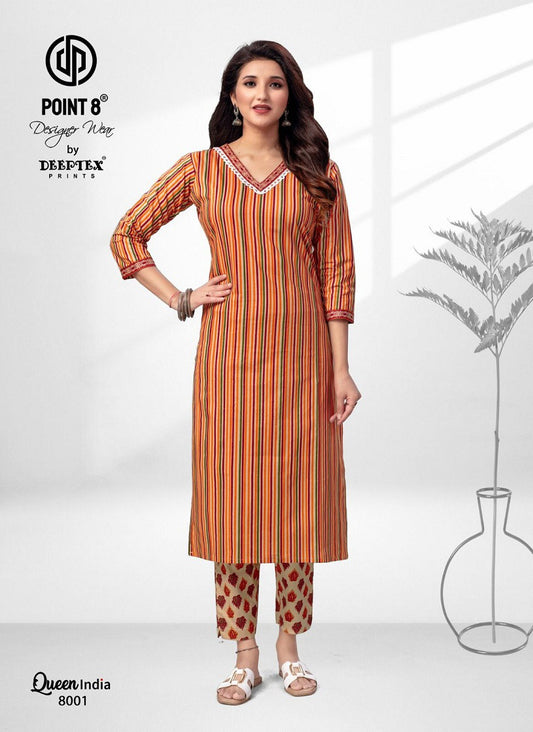 Cotton Printed Kurti With Bottom - 8001