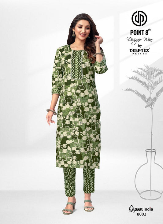 Cotton Printed Kurti With Bottom - 8002