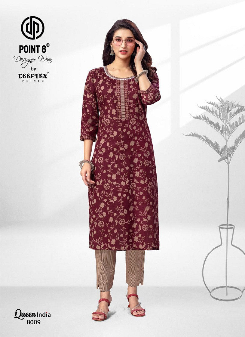 Cotton Printed Kurti With Bottom - 8009