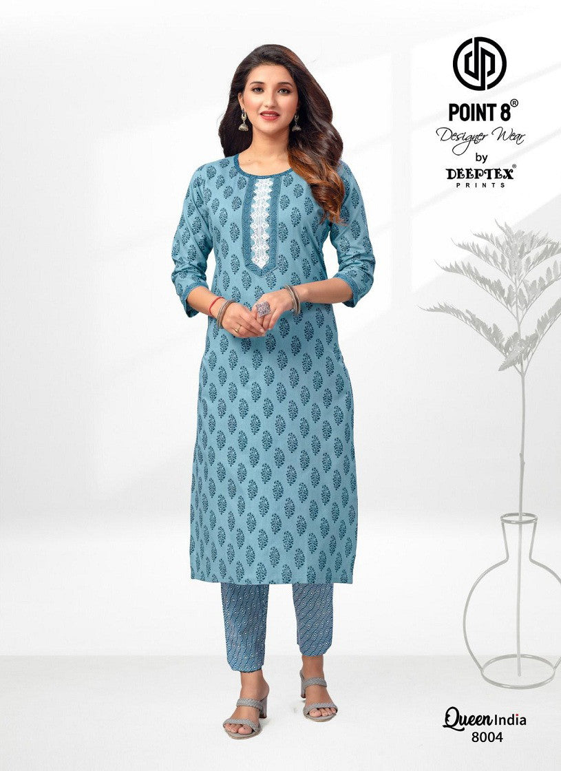 Cotton Printed Kurti With Bottom - 8004