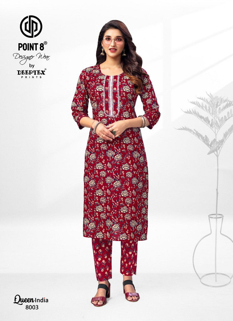 Cotton Printed Kurti With Bottom - 8003