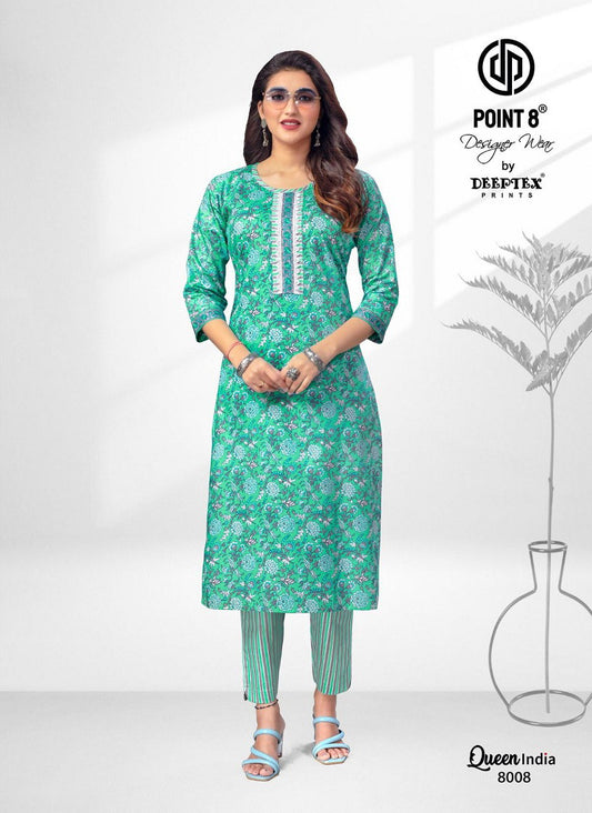 Cotton Printed Kurti With Bottom - 8008