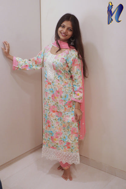 Rayon Cotton Printed Dress Set