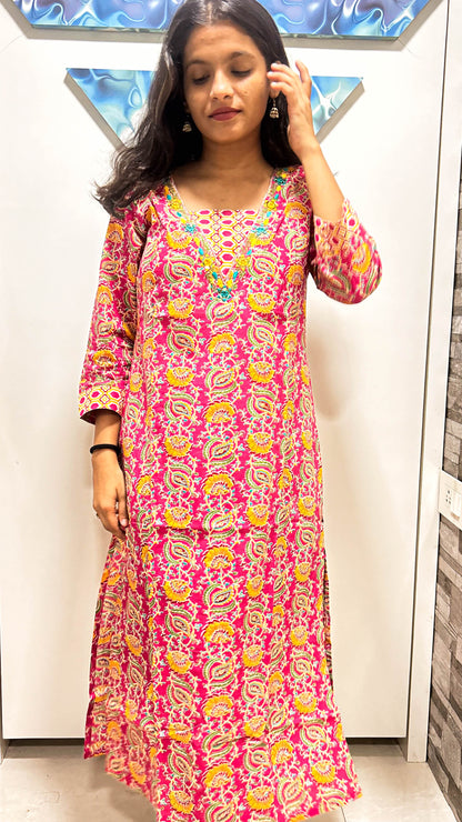 Cotton Full Length Kurti - 110